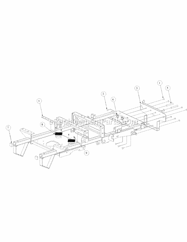Frame Assembly Diagram and Parts List for M60-KW 53AB5DCX150-25-HP Cub Cadet Lawn Tractor
